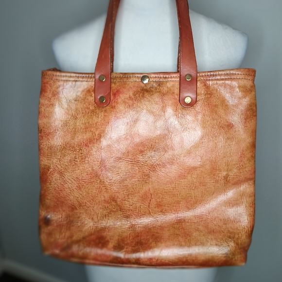 Handmade Leather Tote Bag with Painted Elephant Detail - Picture 3 of 5